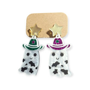 Boutique New acrylic Cowboy / Cowgirl Ghost drop earrings